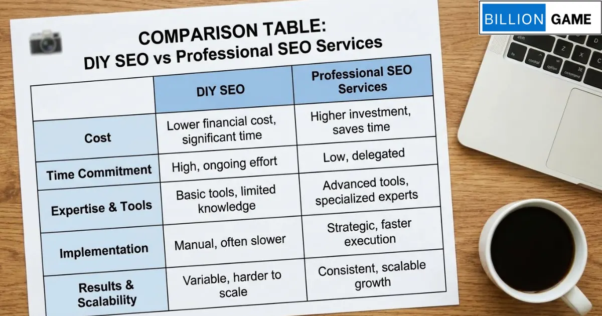 DIY SEO vs Professional SEO services across key factors