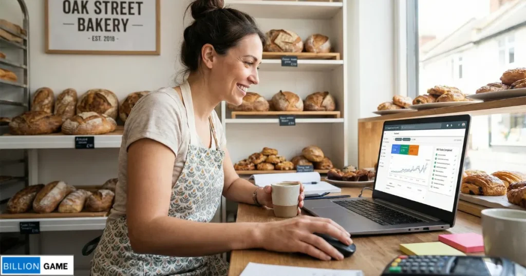 📸 [IMAGE Small business owner successfully managing basic SEO tasks]