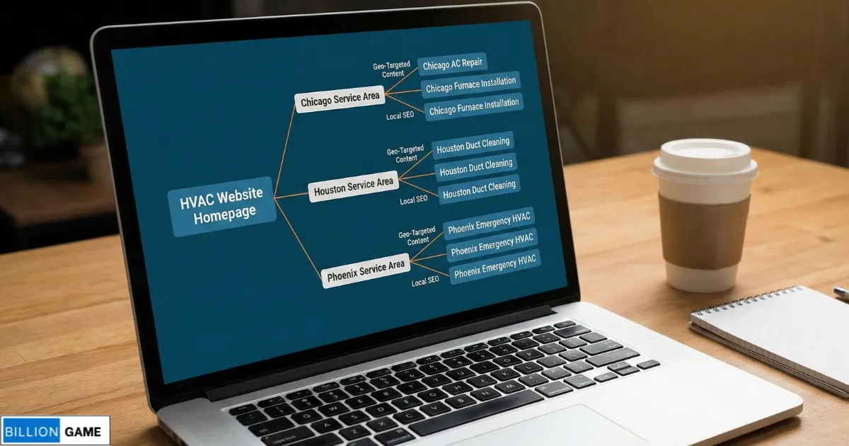 📸 [IMAGE_ Example structure of city-specific service pages on an HVAC website]
