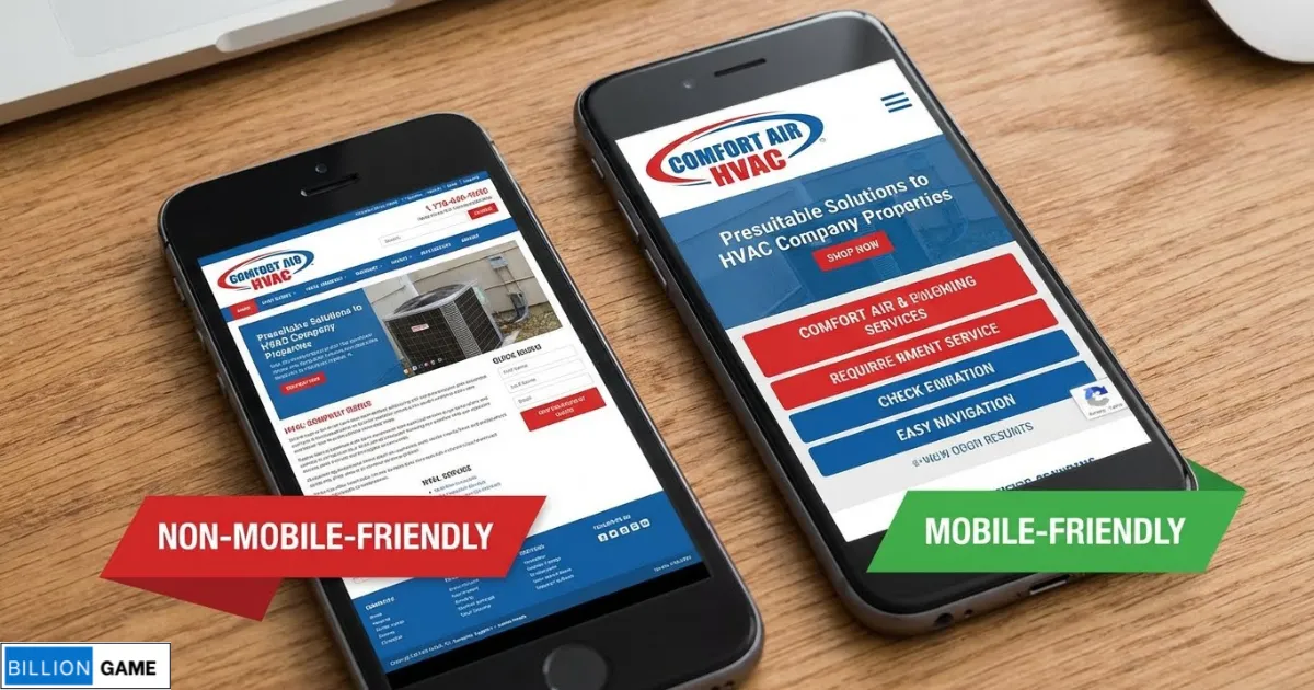 📸 [IMAGE_ Side-by-side comparison of mobile-friendly vs non-mobile-friendly HVAC website]