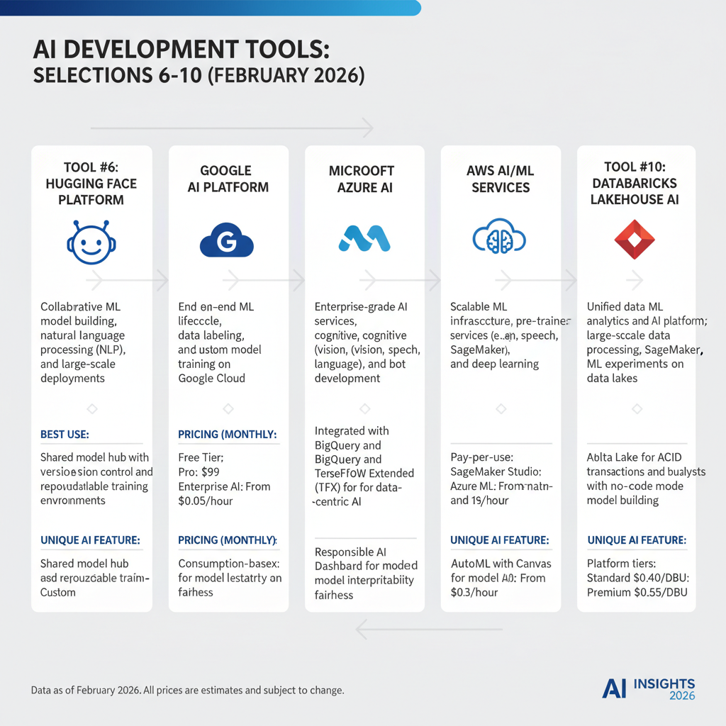 Infographic summarizing items 6-10 with best use, pricing, and one unique AI feature each